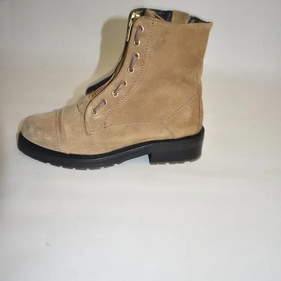 AllSaints Ariel Suede Lace Up Biker Boots Tan Brown Size 37 EU7 US